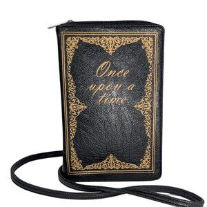 Comeco Black Once Upon a Time Storybook-Inspired Faux Leather Clutch Crossbody